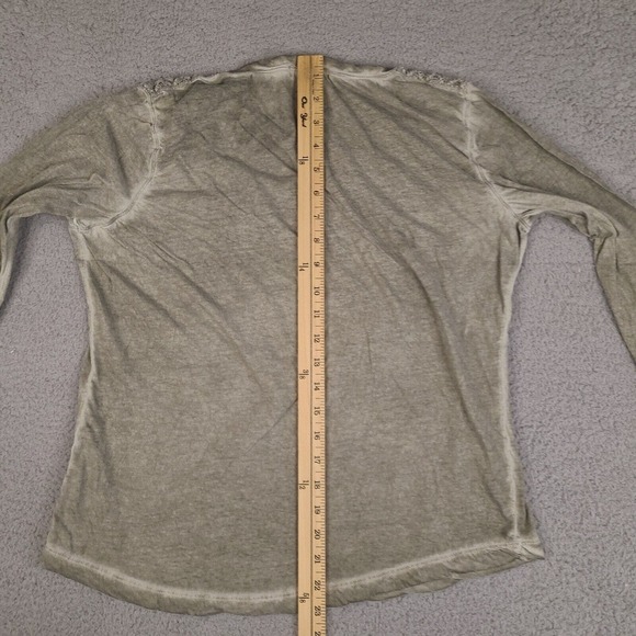 Ralph Lauren Blouse Women's Large Gray Button Shoulder Embroidery - Picture 14 of 16